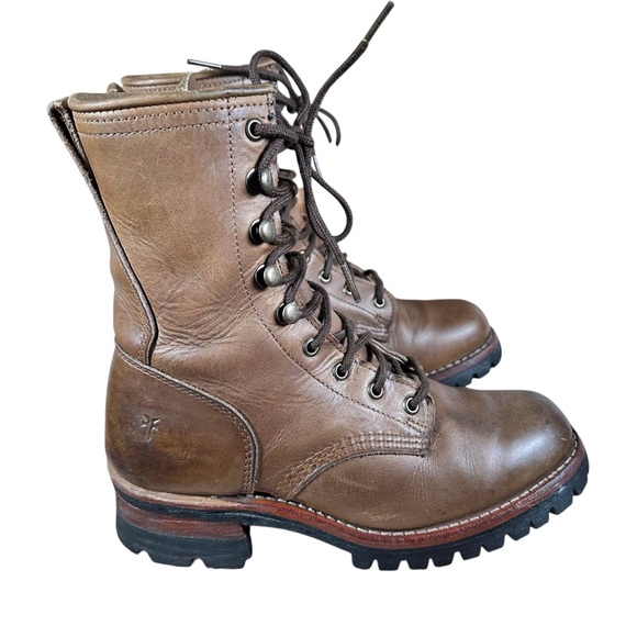 FRYE Vintage Logger Lace-Up Leather Combat Utility Boots